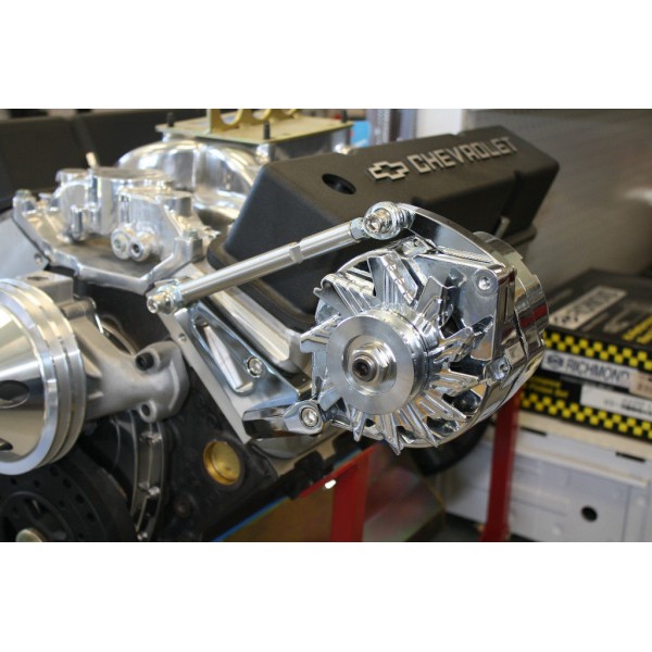 SRS Polished Billet Aluminum Low Mount Alternator Bracket For Big Block Ford 429/460